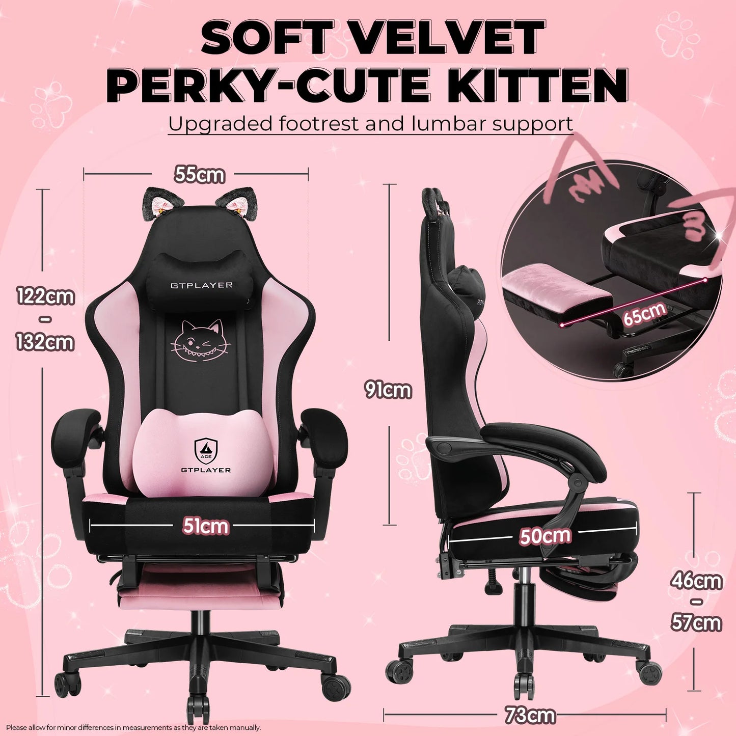 Gaming Chair Fabric, High Back Computer Chairs with Footrest for Adults Ergonomic Lumbar Support Height Adjustable Swivel PC Cha