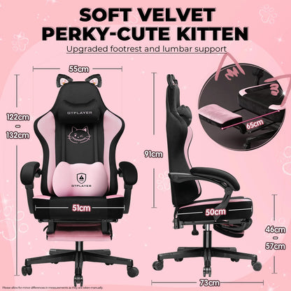 Gaming Chair Fabric, High Back Computer Chairs with Footrest for Adults Ergonomic Lumbar Support Height Adjustable Swivel PC Cha