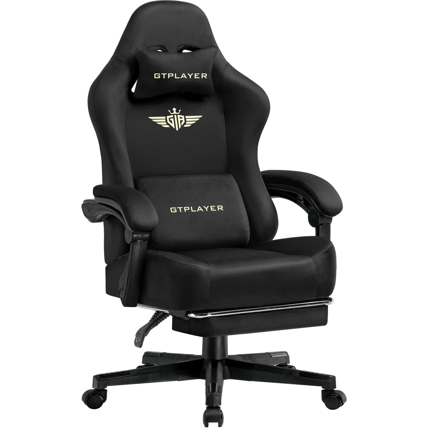 GTPLAYER Fabric Gaming Chair, Ergonomic Computer Chair with Footrest and Lumbar Support Height Adjustable Home Office Chair