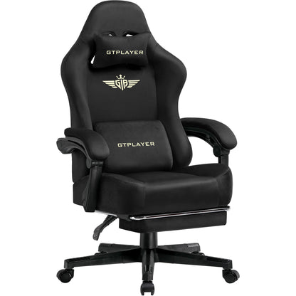 GTPLAYER Fabric Gaming Chair, Ergonomic Computer Chair with Footrest and Lumbar Support Height Adjustable Home Office Chair