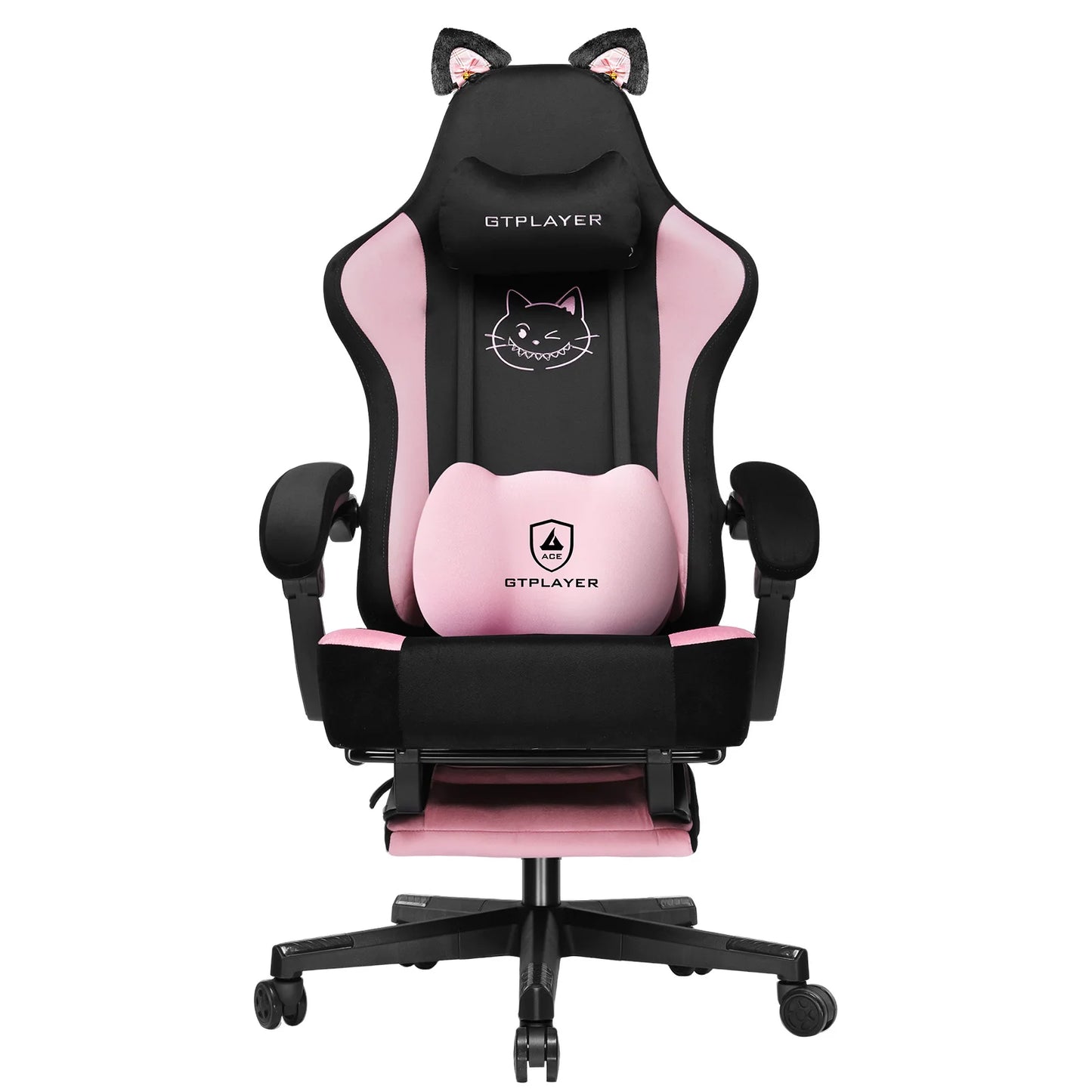 Gaming Chair Fabric, High Back Computer Chairs with Footrest for Adults Ergonomic Lumbar Support Height Adjustable Swivel PC Cha