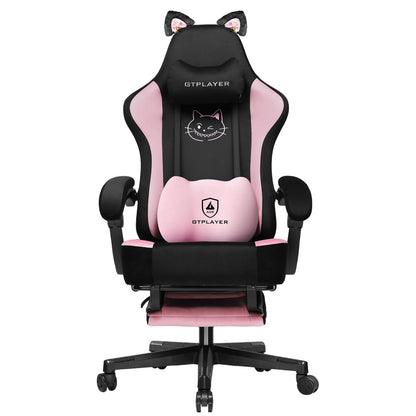 Gaming Chair Fabric, High Back Computer Chairs with Footrest for Adults Ergonomic Lumbar Support Height Adjustable Swivel PC Cha