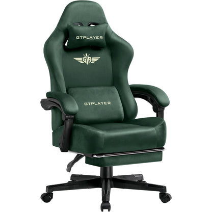 GTPLAYER Fabric Gaming Chair, Ergonomic Computer Chair with Footrest and Lumbar Support Height Adjustable Home Office Chair