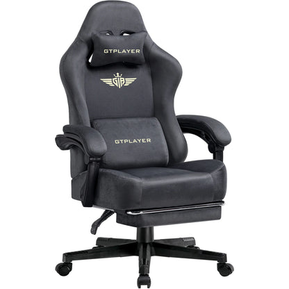 GTPLAYER Fabric Gaming Chair, Ergonomic Computer Chair with Footrest and Lumbar Support Height Adjustable Home Office Chair