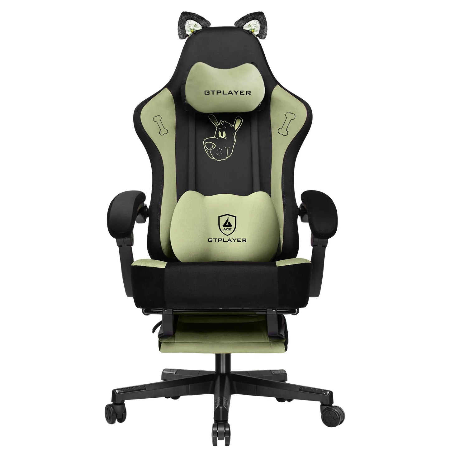 Gaming Chair Fabric, High Back Computer Chairs with Footrest for Adults Ergonomic Lumbar Support Height Adjustable Swivel PC Cha