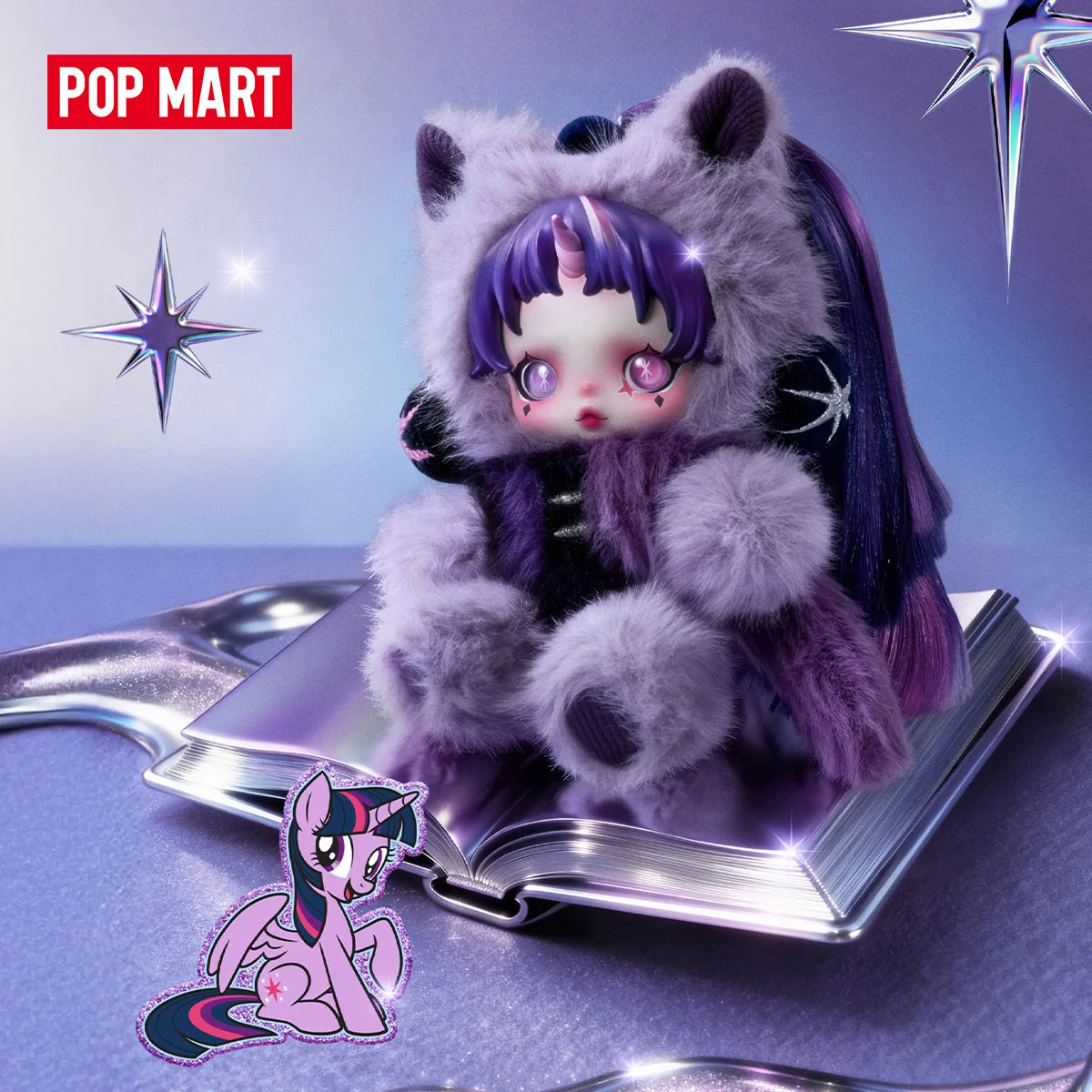 POP MART θ SKULLPANDA × My Little Pony Series Plush Pendant Blind Box Mystery Box 1PC/6PCS Mlp Skullpanda Blindbox Figure