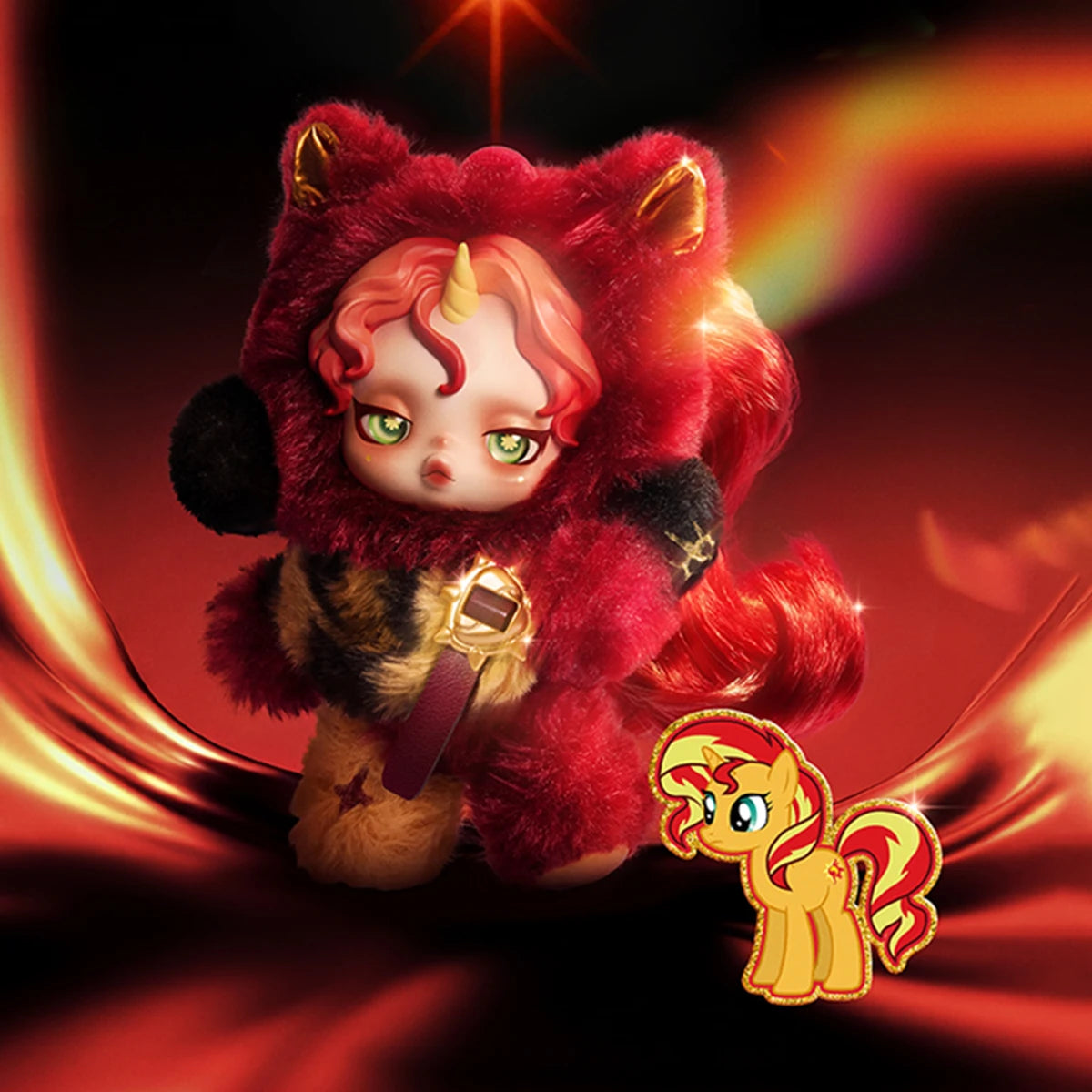 POP MART θ SKULLPANDA × My Little Pony Series Plush Pendant Blind Box Mystery Box 1PC/6PCS Mlp Skullpanda Blindbox Figure